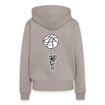 Basketball Skelett Triko Ball Geschenk - Frauen Premium Bio Hoodie - Taupe - Hinten - Julia (174cm)