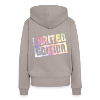 limited edition - Sweat à capuche Premium bio Femme - taupe - Dos - Julia (174cm)