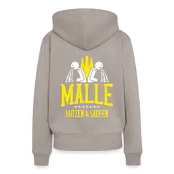 malle kotzen saufen - Frauen Premium Bio Hoodie - Taupe - Hinten - Julia (174cm)