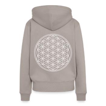 Fleur de vie - Sweat à capuche Premium bio Femme - taupe - Dos - Julia (174cm)