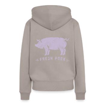 Schweine Schweinefleisch Farm - Frauen Premium Bio Hoodie - Taupe - Hinten - Julia (174cm)