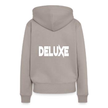 T-shirt DELUXE - Sweat à capuche Premium bio Femme - taupe - Dos - Julia (174cm)