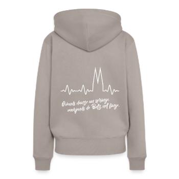 Abends danze unn springe Köln Shirt Tanzen Fiere - Frauen Premium Bio Hoodie - Taupe - Hinten - Julia (174cm)