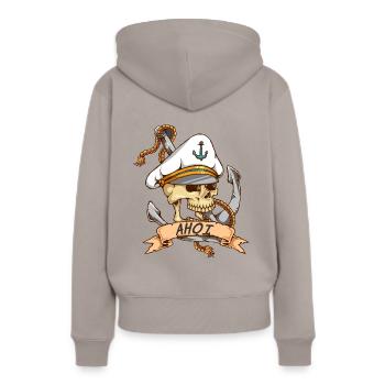 Crâne d'ancre Sailor Ahoi - Sweat à capuche Premium bio Femme - taupe - Dos - Julia (174cm)
