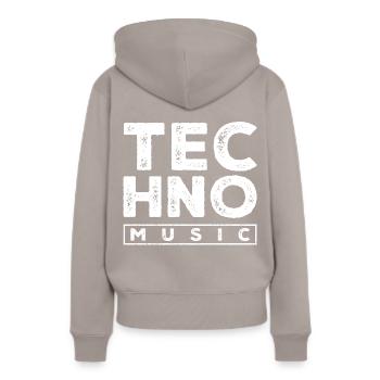 musique techno - Sweat à capuche Premium bio Femme - taupe - Dos - Julia (174cm)