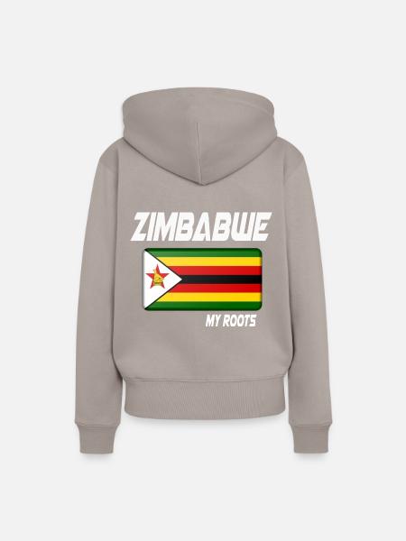 zimbabwe roots flag white geschenk - Frauen Premium Bio Hoodie - Taupe