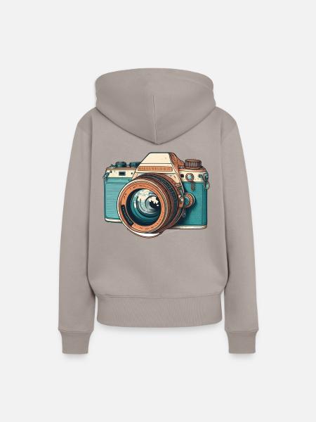 Retro-Kamera - Frauen Premium Bio Hoodie - Taupe