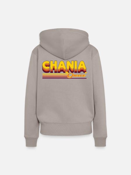 Chania: Mediterranes Retro-Design - Frauen Premium Bio Hoodie - Taupe