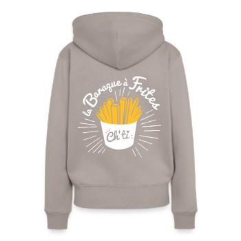 La baraque à frites, ch'ti ! - Sweat à capuche Premium bio Femme - taupe - Dos - Julia (174cm)