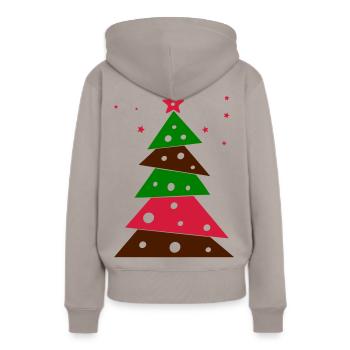 Tannenbaum - Frauen Premium Bio Hoodie - Taupe - Hinten - Julia (174cm)
