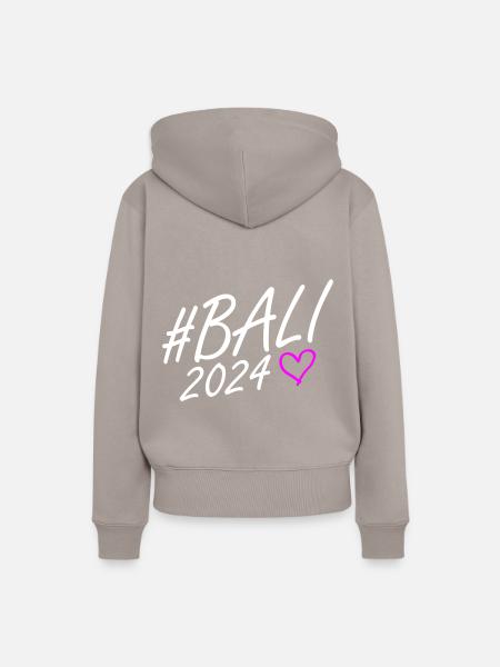 Bali 2024 Herz Reise - Frauen Premium Bio Hoodie - Taupe