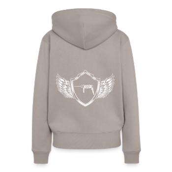 Outil de blason de perceuse - Sweat à capuche Premium bio Femme - taupe - Dos - Julia (174cm)