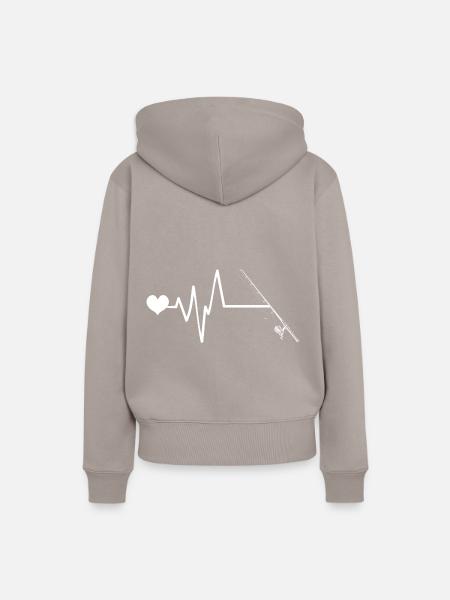 Angelrute Herzschlag - Frauen Premium Bio Hoodie - Taupe