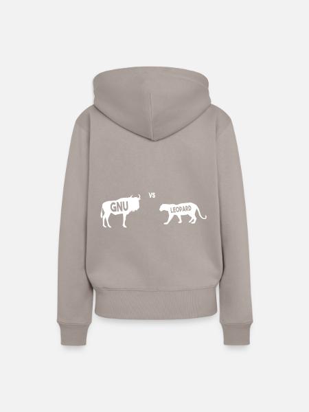 GNU vs Leopard T-Shirt - Frauen Premium Bio Hoodie - Taupe