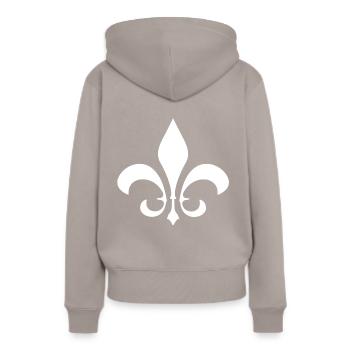 Lilie - Frauen Premium Bio Hoodie - Taupe - Hinten - Julia (174cm)