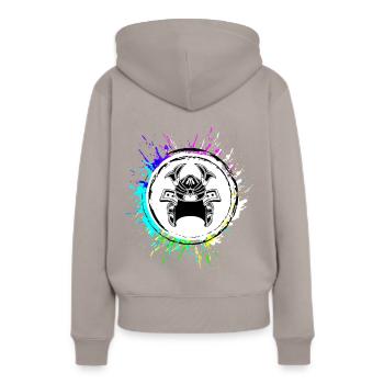Casque de samouraï - Sweat à capuche Premium bio Femme - taupe - Dos - Julia (174cm)