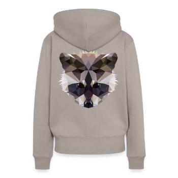 Polygon Waschbaer Racoon - Frauen Premium Bio Hoodie - Taupe - Hinten - Julia (174cm)