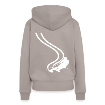 Ski Skiurlaub Slalom Weiß - Frauen Premium Bio Hoodie - Taupe - Hinten - Julia (174cm)