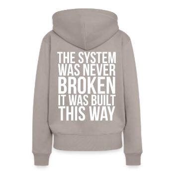 Anarchiste Anarchisme Anarchie Proverbes Système - Sweat à capuche Premium bio Femme - taupe - Dos - Julia (174cm)