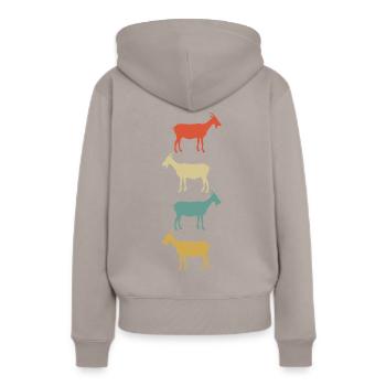 Ziege Ziegenbock Bunt - Frauen Premium Bio Hoodie - Taupe - Hinten - Julia (174cm)