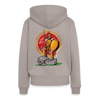 Guerrier spartiate victorieux - pose héroïque - Sweat à capuche Premium bio Femme - taupe - Dos - Julia (174cm)