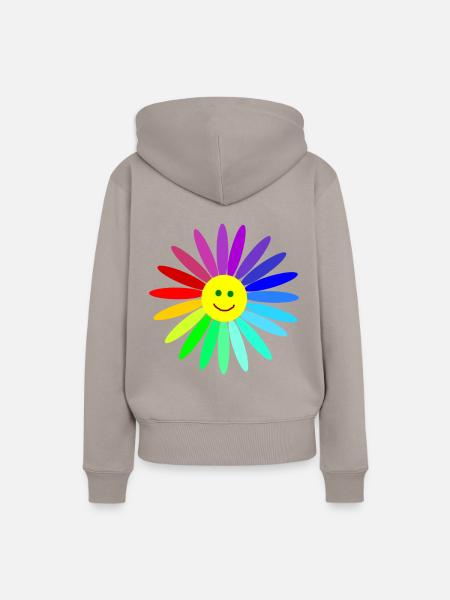 lachende regenbogenblume - Frauen Premium Bio Hoodie - Taupe