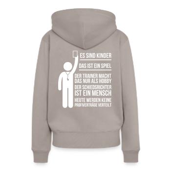 Fußball Regeln auf Fußballplatz für Eltern - Frauen Premium Bio Hoodie - Taupe - Hinten - Julia (174cm)