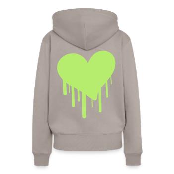 Coeur - coeur dégoulinant - amour - coeur peint - Sweat à capuche Premium bio Femme - taupe - Dos - Julia (174cm)