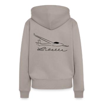 libelle_winglets_ohne_fah - Frauen Premium Bio Hoodie - Taupe - Hinten - Julia (174cm)
