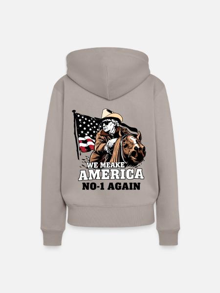 Amerika Cowboy - Frauen Premium Bio Hoodie - Taupe