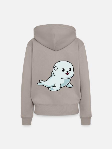 Robbe Tier Comic - Frauen Premium Bio Hoodie - Taupe