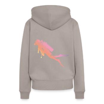 Tauchen Silhouette - Frauen Premium Bio Hoodie - Taupe - Hinten - Julia (174cm)