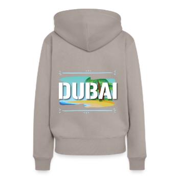 Dubaï - Sweat à capuche Premium bio Femme - taupe - Dos - Julia (174cm)