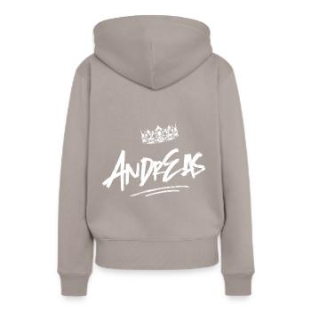 Andreas - Sweat à capuche Premium bio Femme - taupe - Dos - Julia (174cm)