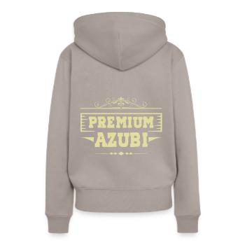 Premium Azubi - Frauen Premium Bio Hoodie - Taupe - Hinten - Julia (174cm)