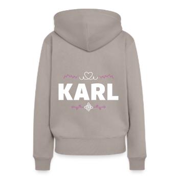 Karl - Sweat à capuche Premium bio Femme - taupe - Dos - Julia (174cm)