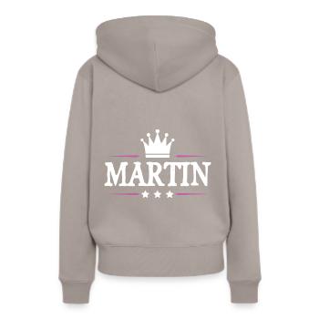 Martin - Sweat à capuche Premium bio Femme - taupe - Dos - Julia (174cm)