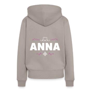 Anna - Sweat à capuche Premium bio Femme - taupe - Dos - Julia (174cm)