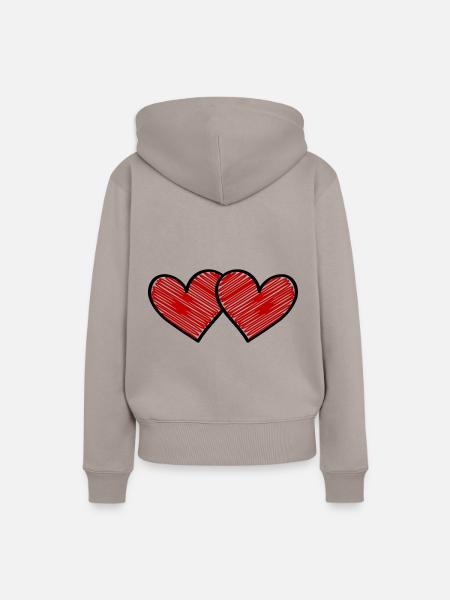 Herzen Liebe - Frauen Premium Bio Hoodie - Taupe