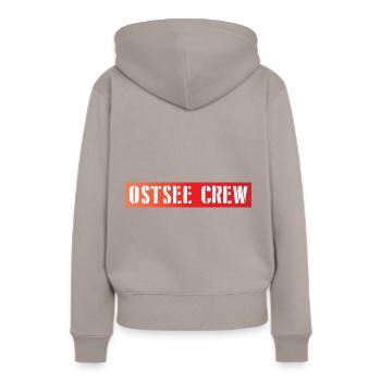 Équipage de la mer Baltique - Sweat à capuche Premium bio Femme - taupe - Dos - Julia (174cm)