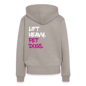 Heben Sie schwere Hunde - Frauen Premium Bio Hoodie - Taupe - Hinten - Julia (174cm)