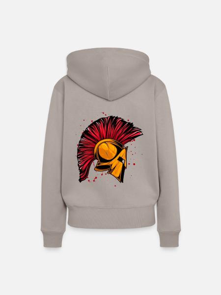 Spartan Helm Krieger Gold - Frauen Premium Bio Hoodie - Taupe