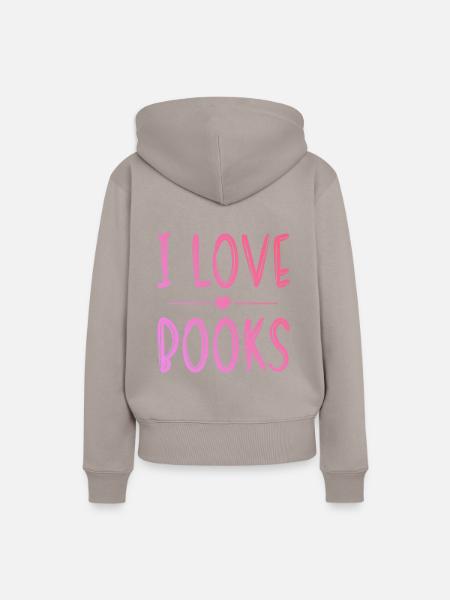 Ich liebe Bücher - Frauen Premium Bio Hoodie - Taupe
