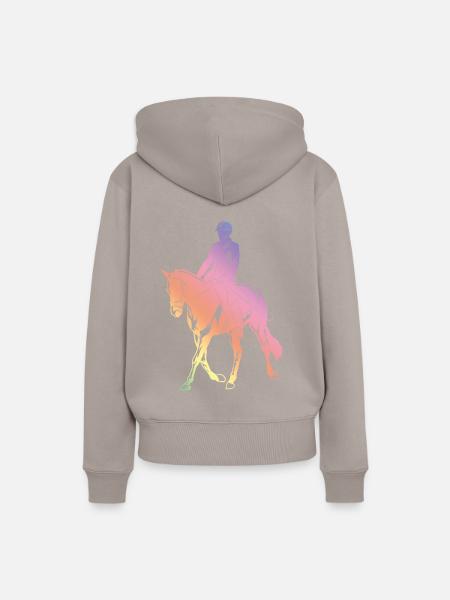 Pferdereiten Silhouette - Frauen Premium Bio Hoodie - Taupe