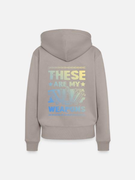 Barber weapons - Frauen Premium Bio Hoodie - Taupe