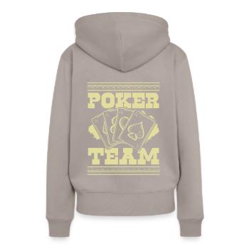 Équipe de poker - Sweat à capuche Premium bio Femme - taupe - Dos - Julia (174cm)