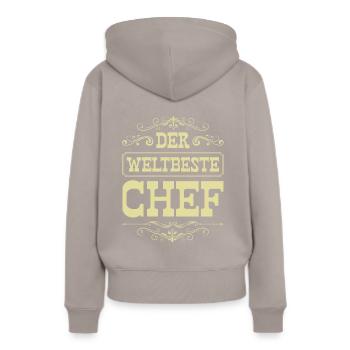 Weltbester Chef - Frauen Premium Bio Hoodie - Taupe - Hinten - Julia (174cm)