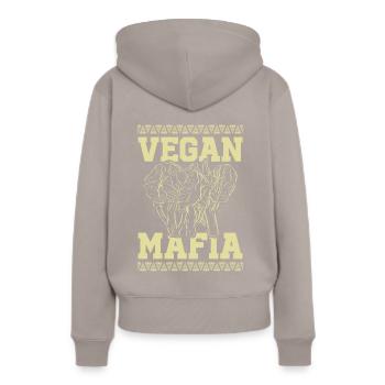 Vegan Mafia - Frauen Premium Bio Hoodie - Taupe - Hinten - Julia (174cm)