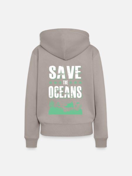 save the ocean - Frauen Premium Bio Hoodie - Taupe