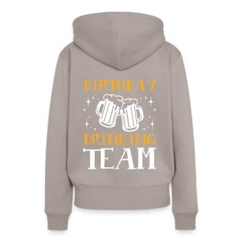 Équipe de consommation d’anniversaire - Sweat à capuche Premium bio Femme - taupe - Dos - Julia (174cm)
